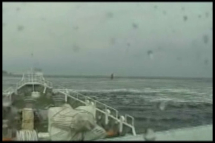 釜石海上保安部　巡視船きたかみ　津波撮影