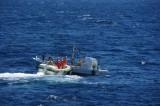 漂流する漁船の調査確認を行う巡視船「れぶん」搭載艇